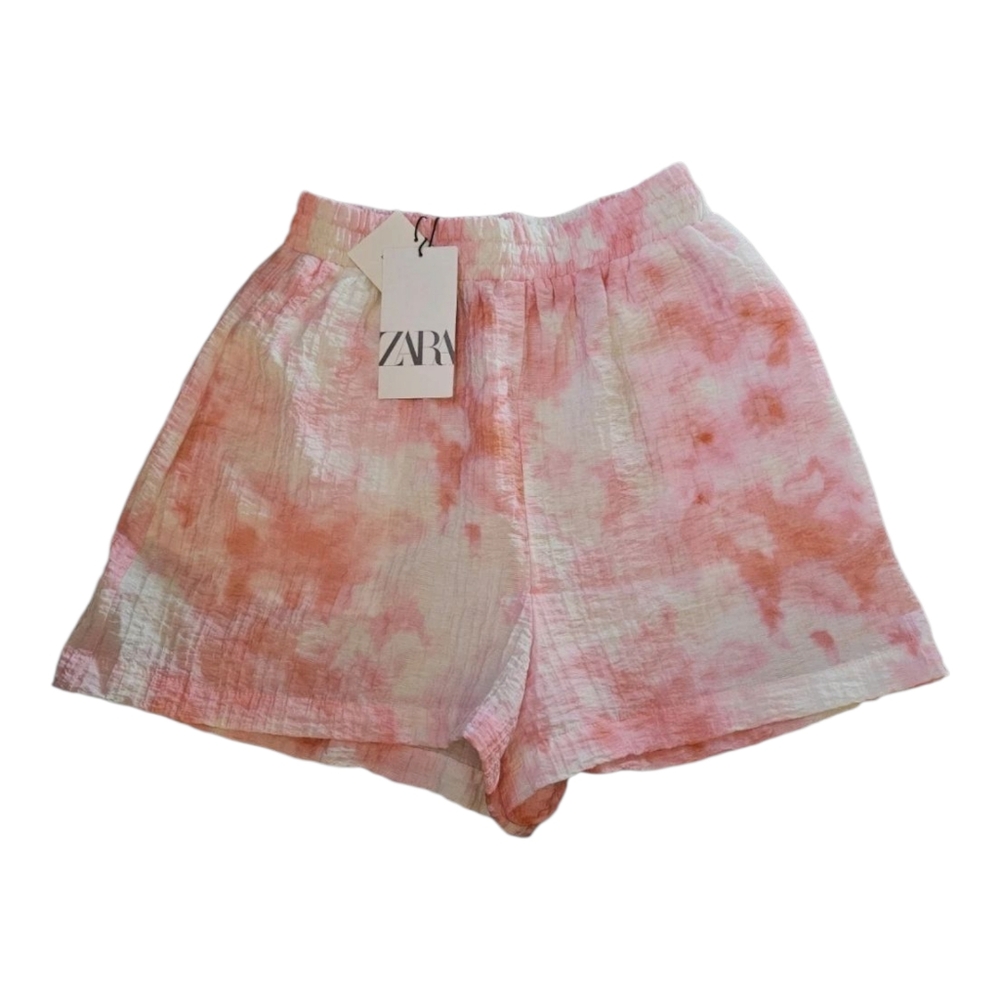 Zara Pink & White Tie Dye Lightweight Shorts Size Small W/ Pockets